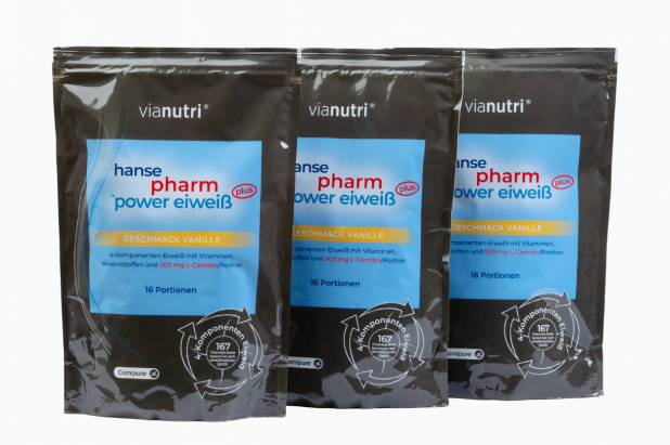 Dreierpack power Eiweiß plus von HansePharm 500 g 16 Portionen Geschmack Vanille jetzt online kaufen 