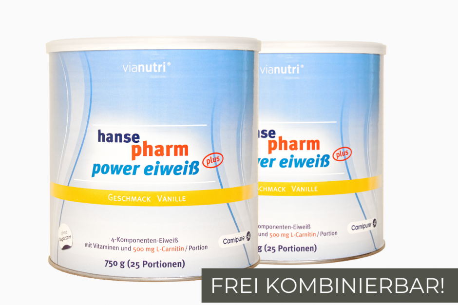 Doppelpack power Eiweiß plus von HansePharm 750 g 25 Portionen Geschmack frei wählbar jetzt online kaufen