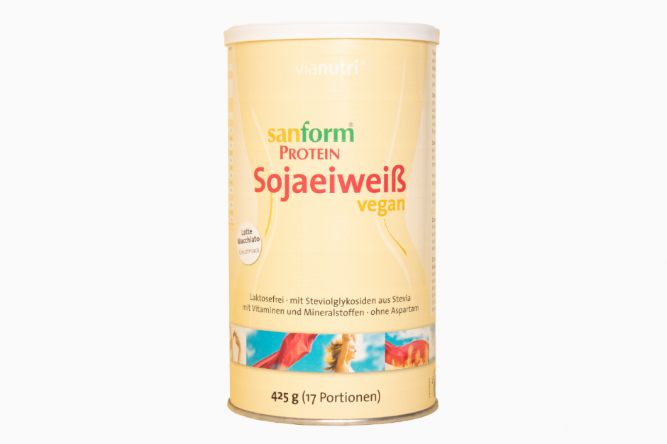 Einzelpack Sanform Protein Sojaeiweiß vegan 425 g Geschmack Latte Macchiato jetzt online kaufen bei vianutri