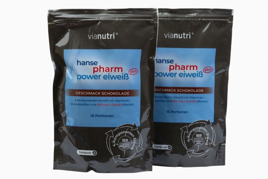 Doppelpack power eiweiß plus von HansePharm 500 g Geschmack Schokolade jetzt online kaufen